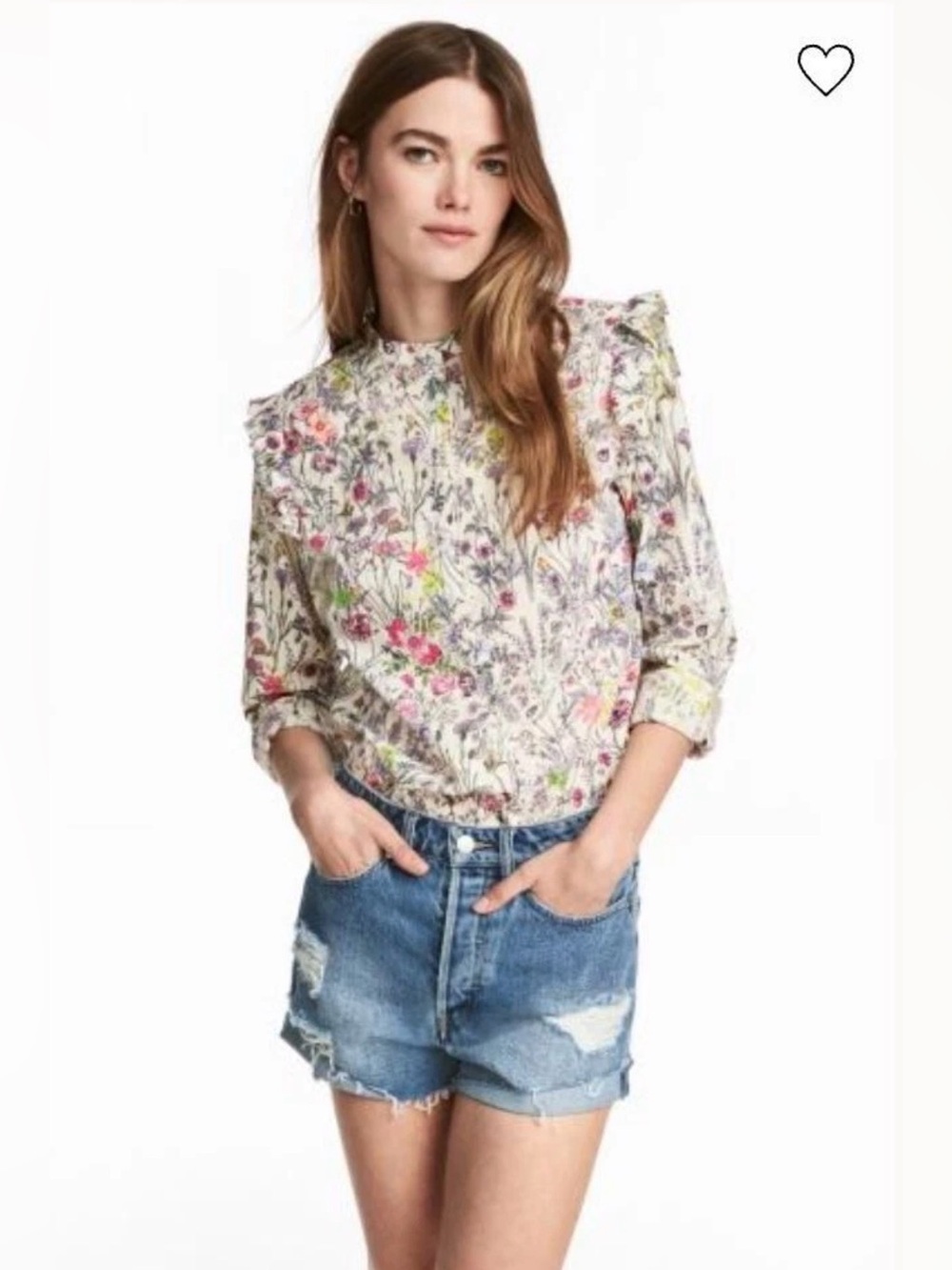 NWT H&M Button-Up Shirt with Shoulder Ruffles